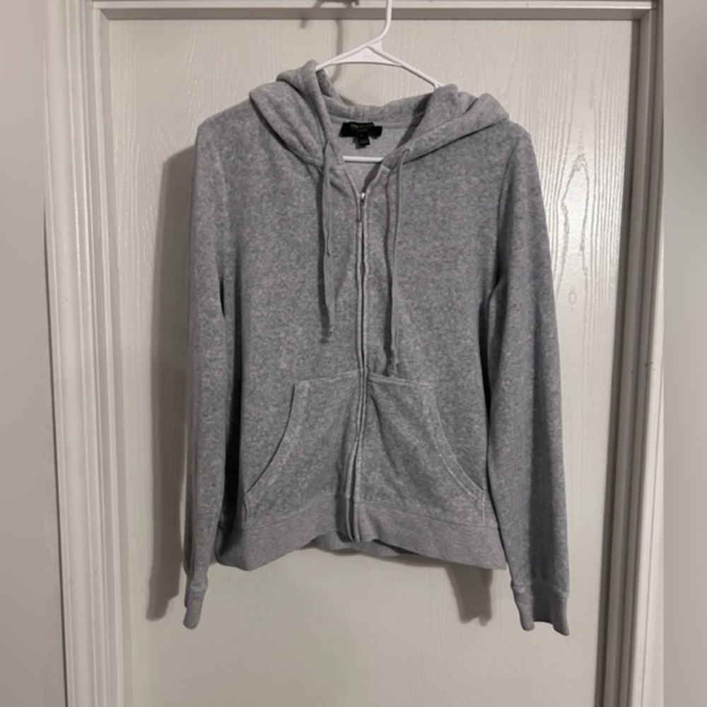Juicy Couture black label women’s velour gray zip hoodie size L